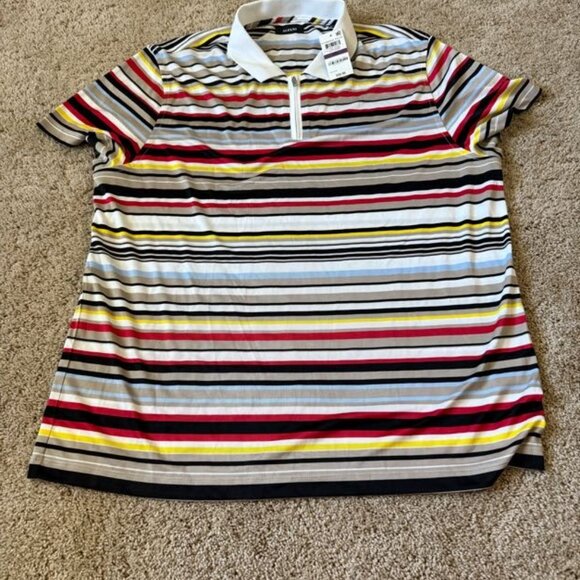 NWT Alfani Men's Multi-Striped Synthetic Collared Polo Pattern Stretch Size XXL - Picture 1 of 4